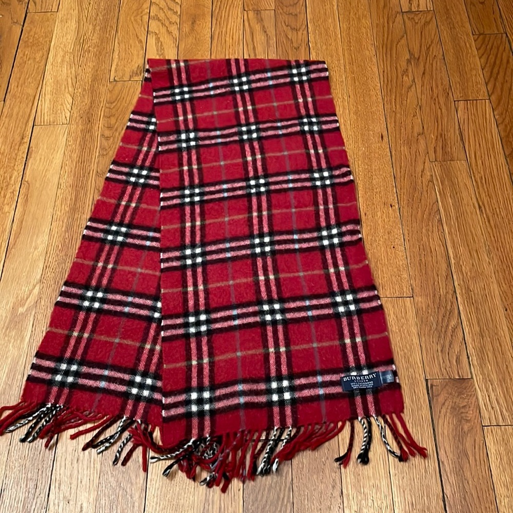 Vintage Burberry Classic Check Cashmere Scarf. Red. EUC - Picture 4 of 4